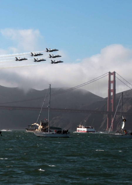 Blue angels and Golden Gate bridge